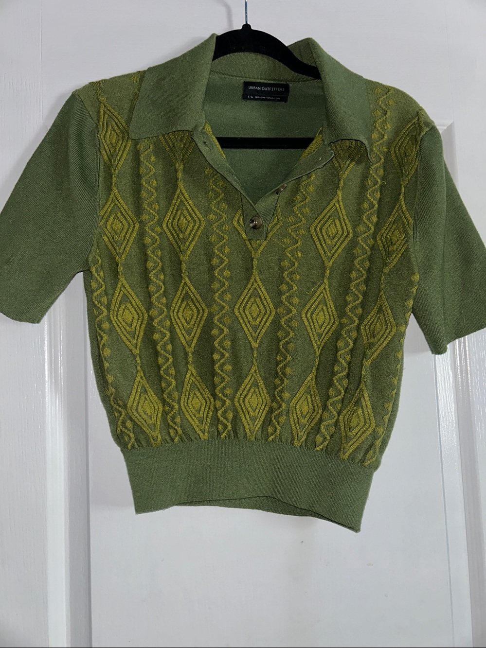 Urban Outfitters Short Sleeve Knit Collard Retro Sweater Large